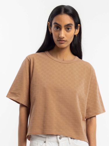 glore ROTHOLZ Cropped Tonal Check T-Shirt Kostenloser Versand