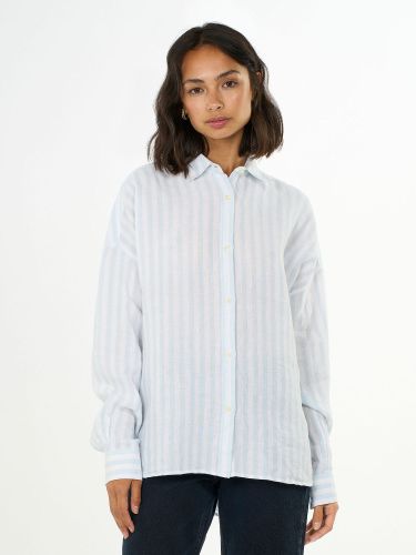 glore Knowledge Cotton Apparel Linen Striped Loose A-Shape Shirt Nur noch ein Tag übrig