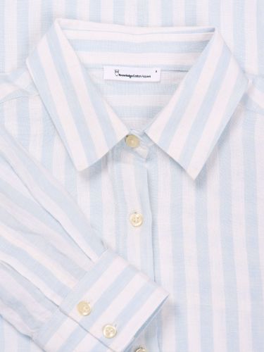 glore Knowledge Cotton Apparel Linen Striped Loose A-Shape Shirt Nur noch ein Tag übrig