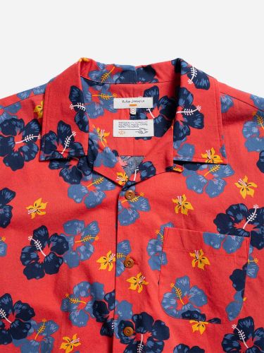 glore Nudie Jeans Arthur Flower Hawaii Shirt Zeitlich begrenztes Angebot