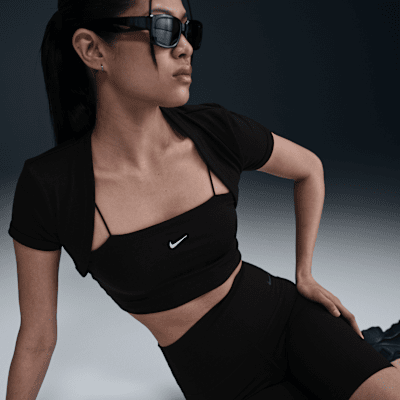 Nike Sportswear Chill KnitEnges kurz geschnittenes Mini-Rib 2-in-1-Oberteil (Damen) Tägliche Deals